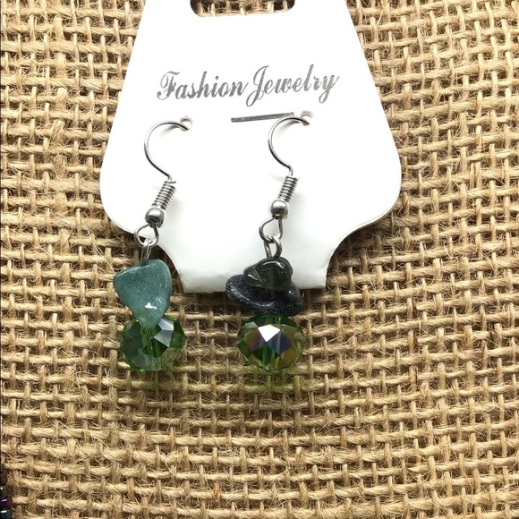 Fashion Green Floral Glass Necklace & Earring Set - Picture 4 of 10